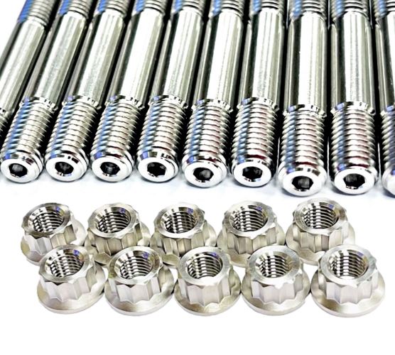 08+ Honda CBR1000RR Cylinder Head Stud Kit TITANIUM Crankcase Stud 12 Pt Nut Kit Online Hot Sale