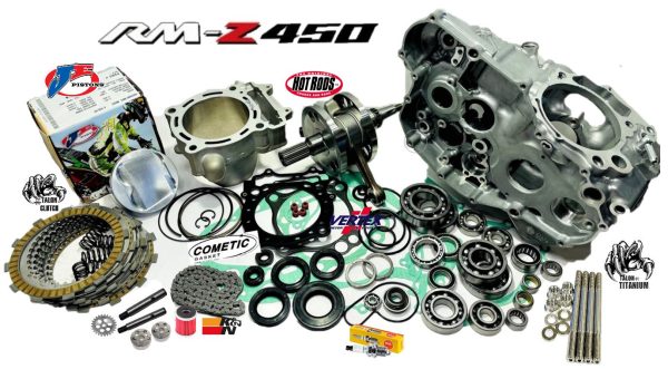 13 14 RMZ450 Cases Rebuild Kit Complete Top Bottom Motor Engine Crankcase Set on Sale